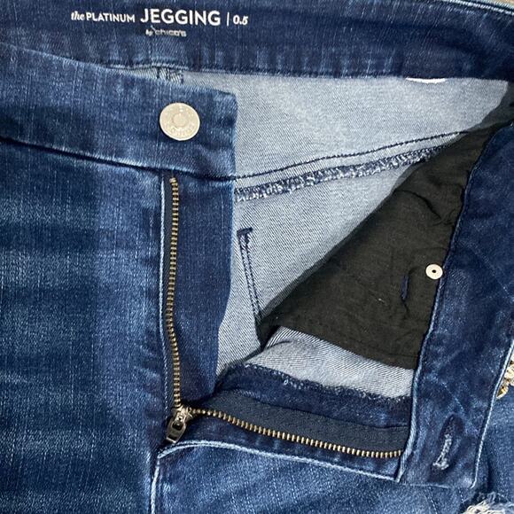 CHICOS Skinny Jean Womens Sz 6 Rhinestone Pearl Star Design Distressed Stretch - Picture 3 of 6